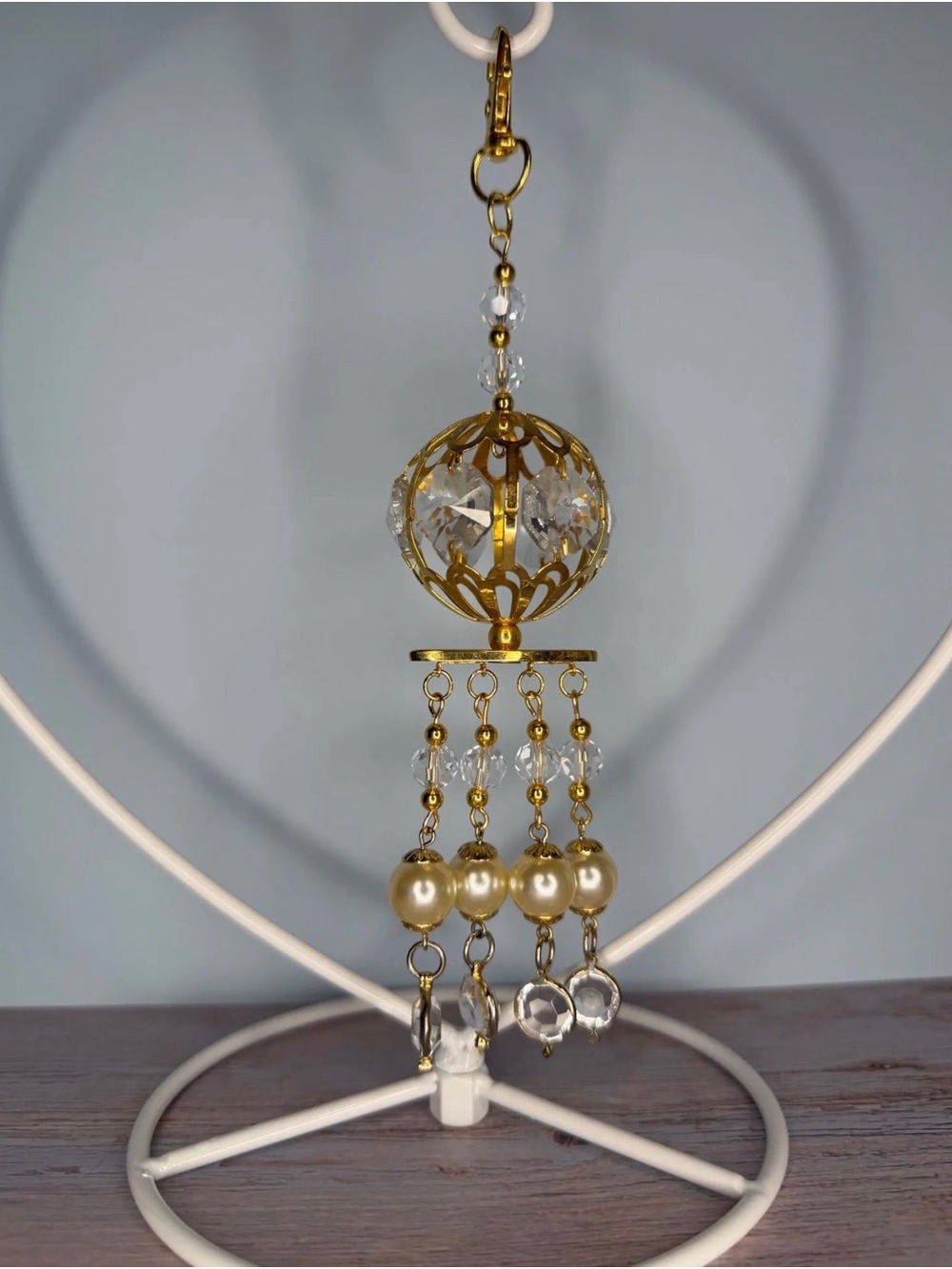 Gold and Crystal Globe Dangle Bag Charm